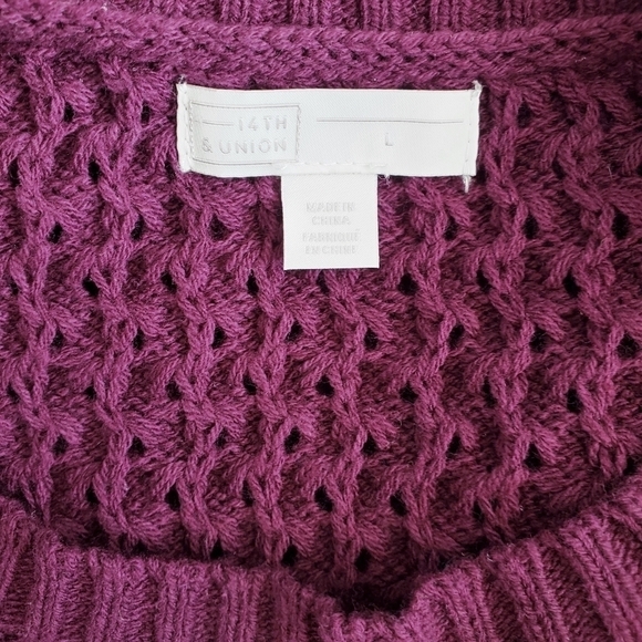 NEW 14th & Union Purple Sweater Eyelet Knit - Picture 3 of 4